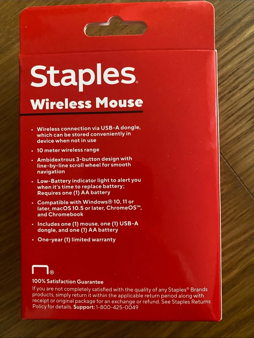 New TECH Staples Wireless Mouse in Black with Red Retail Box
